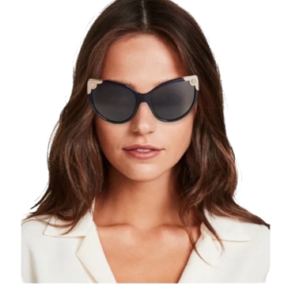 Dolce & Gabbana Accessories - $420 Dolce&Gabbana Mirror Cat Eye Sunglasses Silver Mirror Lens Gray Havana Fram